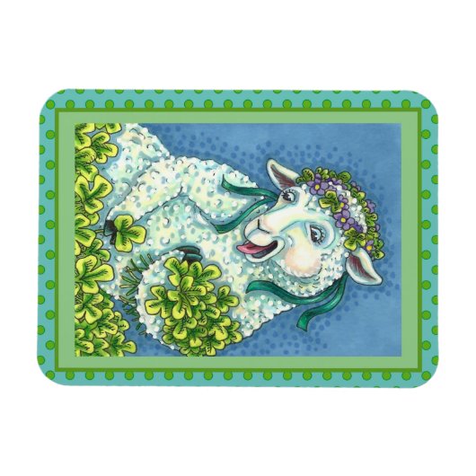 ST. PATRICK'S DAY IRISH EWE, SHEEP & KLEEBLATTS MAGNET (Horizontal)