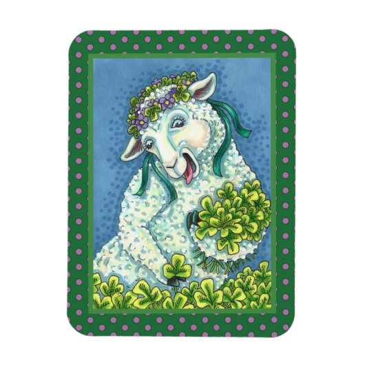 ST. PATRICK'S DAY IRISH EWE, SHEEP & KLEEBLATTS MAGNET (Vertikal)