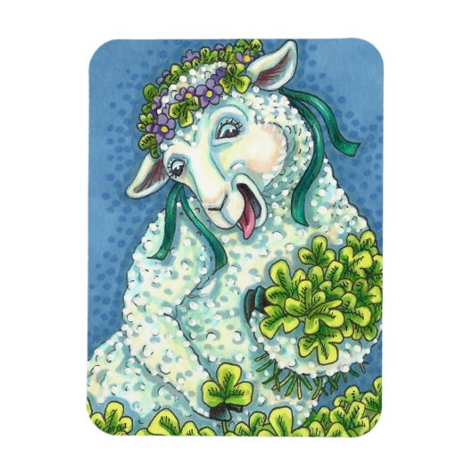 ST. PATRICK'S DAY IRISH EWE, SHEEP & KLEEBLATTS MAGNET (Vertikal)
