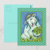 ST. PATRICK'S DAY IRISH EWE, SHEEP & KLEEBLATTS POSTKARTE (Vorne/Hinten)