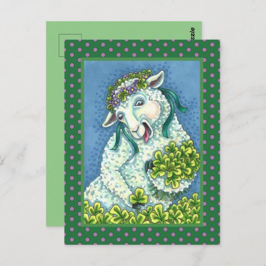 ST. PATRICK'S DAY IRISH EWE, SHEEP & KLEEBLATTS POSTKARTE (Vorne/Hinten)