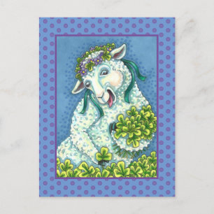 ST. PATRICK'S DAY IRISH EWE, SHEEP & KLEEBLATTS POSTKARTE