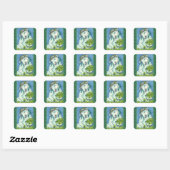 ST. PATRICK'S DAY IRISH EWE, SHEEP & KLEEBLATTS QUADRATISCHER AUFKLEBER (Blatt)