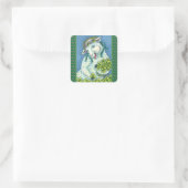 ST. PATRICK'S DAY IRISH EWE, SHEEP & KLEEBLATTS QUADRATISCHER AUFKLEBER (Tasche)
