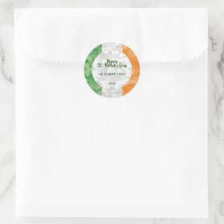 St. Patrick's Day Irish Fahne mit Kleeblättern Runder Aufkleber