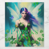 St Patrick's Day Irish Fairy mit Butterfly-Detail Weinetikett (Einzelnes Label)
