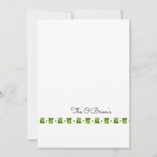 St Patricks Day Irish Family Name Green Gruß Mitteilungskarte (Vorderseite)