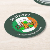 ST PATRICKS DAY Irish Flag Beer Runder Pappuntersetzer (Angewinkelt)