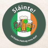 ST PATRICKS DAY Irish Flag Beer Runder Pappuntersetzer (Vorderseite)