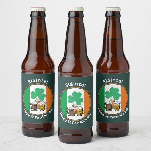 St Patricks Day Irish Flag Bierflaschenetikett (Flaschen)