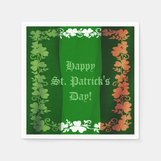 St. Patrick's Day Irish Flag Kleeblatt Napkins Serviette (Vorderseite)