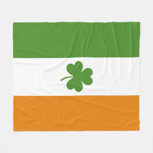St Patrick's Day Irish Flag mit Kleeblatt Clover Fleecedecke (Vorderseite (Horizontal))