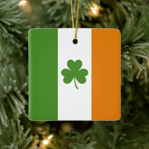 St Patrick's Day Irish Flag mit Kleeblatt Clover Keramikornament