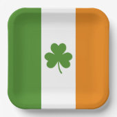 St Patrick's Day Irish Flag mit Kleeblatt Clover Pappteller (Vorderseite)