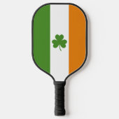 St Patrick's Day Irish Flag mit Kleeblatt Clover Pickleball Schläger (Vorderseite)