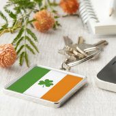St Patrick's Day Irish Flag mit Kleeblatt Clover Schlüsselanhänger (Seite)