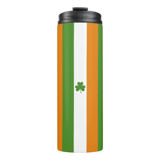 St Patrick's Day Irish Flag mit Kleeblatt Clover Thermosbecher (Vorderseite)