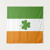 St Patrick's Day Irish Flag mit Kleeblatt Clover Wandteppich (Vorderseite (Horizontal))