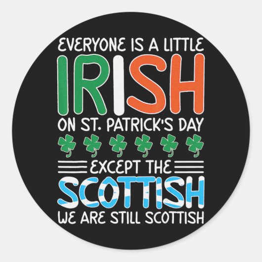 St Patrick's Day Irish Flag Scottish Kleeblatt Jok Runder Aufkleber (Vorderseite)