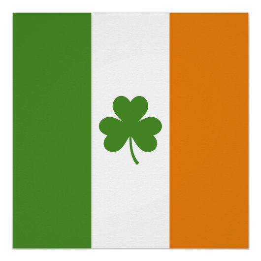 St Patrick's Day Irish Flag w Kleeblatt Clover Poster (Vorderseite)