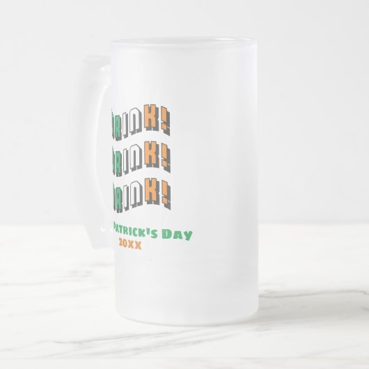St Patricks Day Irish Funny Niedlich Drinks Mattglas Bierglas (Vorderseite Links)
