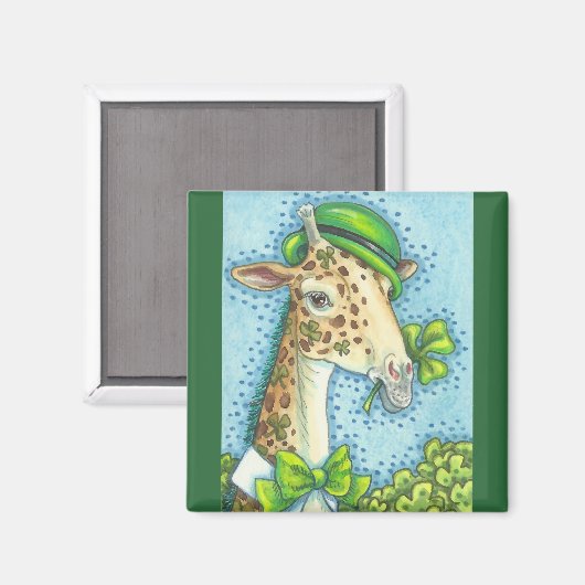 ST. PATRICK'S DAY IRISH GIRAFFE MAGNET Square (Vorderseite/Rückseite)