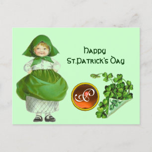 ST. PATRICK'S DAY - IRISH GIRL AGATE MONOGRAM FEIERTAGSPOSTKARTE