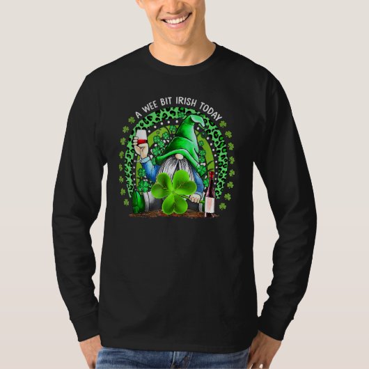 St Patrick's Day Irish Gnome Drink Wine Shamrock R T-Shirt (Vorderseite)