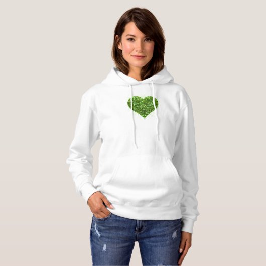 St. Patrick's Day Irish Green glitzerndes Herz Hoodie (Vorne ganz)