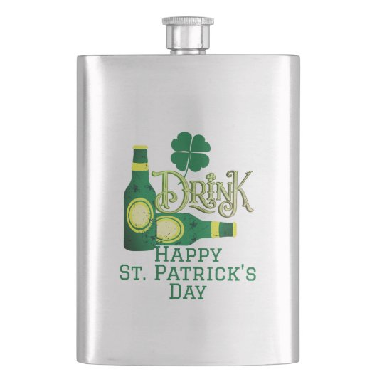 St. Patrick's Day Irish Green Glück Kleeblatt Flachmann (Vorderseite)