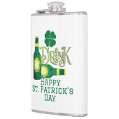 St. Patrick's Day Irish Green Glück Kleeblatt Flachmann (Links)