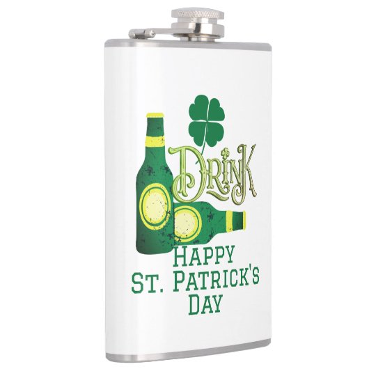 St. Patrick's Day Irish Green Glück Kleeblatt Flachmann (Rechts)