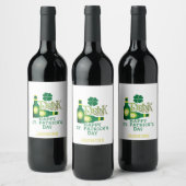 St. Patrick's Day Irish Green Glück Kleeblatt Weinetikett (Flaschen)