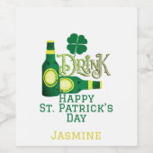 St. Patrick's Day Irish Green Glück Kleeblatt Weinetikett (Einzelnes Label)