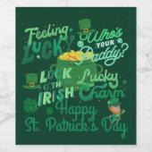 St. Patrick's Day Irish Green Glück Kleeblatt Weinetikett (Einzelnes Label)