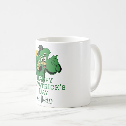 St. Patrick's Day Irish Green hat Glück Kleeblatt  Kaffeetasse (VorderseiteRechts)