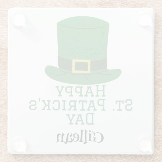 St. Patrick's Day Irish Green Hut Glück Kleeblatt Glasuntersetzer (Rückseite)