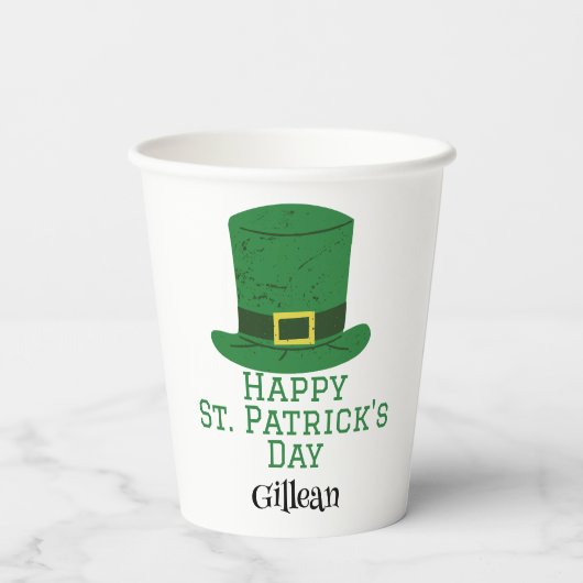St. Patrick's Day Irish Green Hut Glück Kleeblatt Pappbecher (Rückseite)