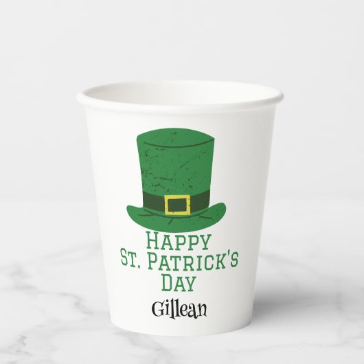St. Patrick's Day Irish Green Hut Glück Kleeblatt Pappbecher (Vorderseite)