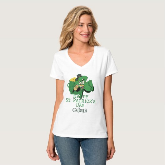St. Patrick's Day Irish Green Hut Glück Kleeblatt T-Shirt (Vorderseite Vollansicht)