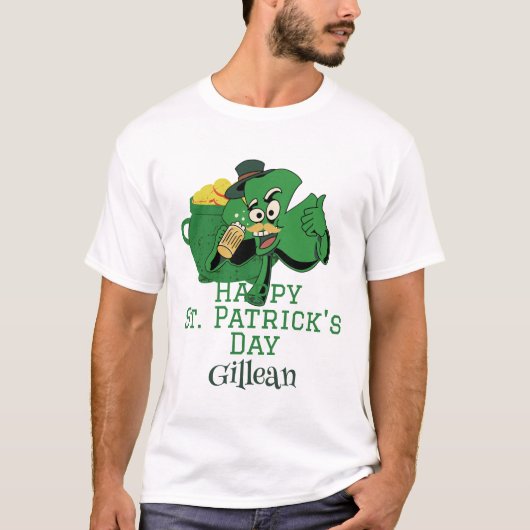 St. Patrick's Day Irish Green Hut Glück Kleeblatt T-Shirt (Vorderseite)