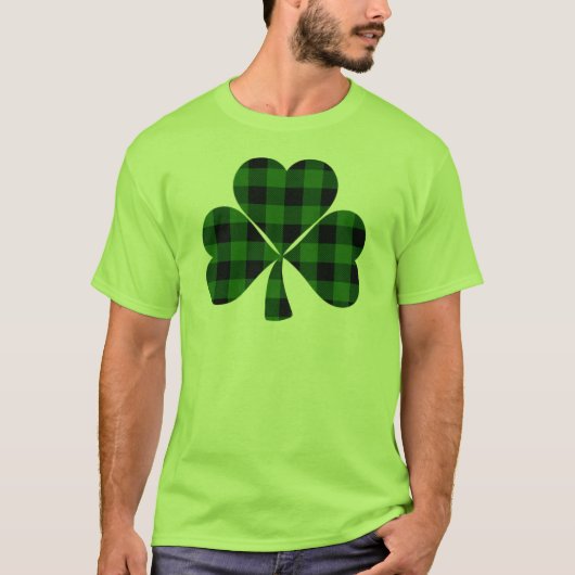 St. Patrick's Day, Irish Green kariert Kleeblatt T T-Shirt (Vorderseite)
