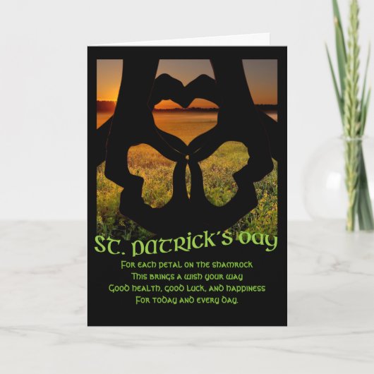 St Patricks Day Irish Hand Heart Kleeblatt Card Karte (Vorderseite)