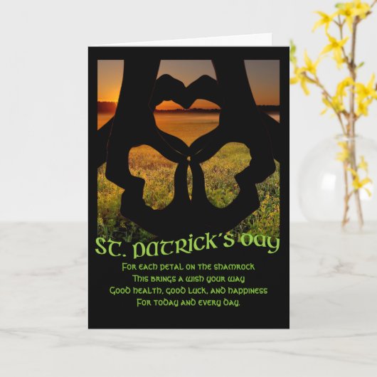St Patricks Day Irish Hand Heart Kleeblatt Card Karte (Gelbe Blume)