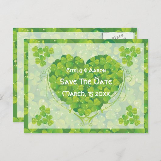 St. Patrick's Day Irish Hochzeit Retten Sie das Da Ankündigungspostkarte (Vorne/Hinten)