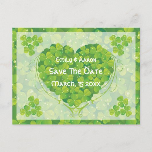St. Patrick's Day Irish Hochzeit Retten Sie das Da Ankündigungspostkarte (Vorderseite)