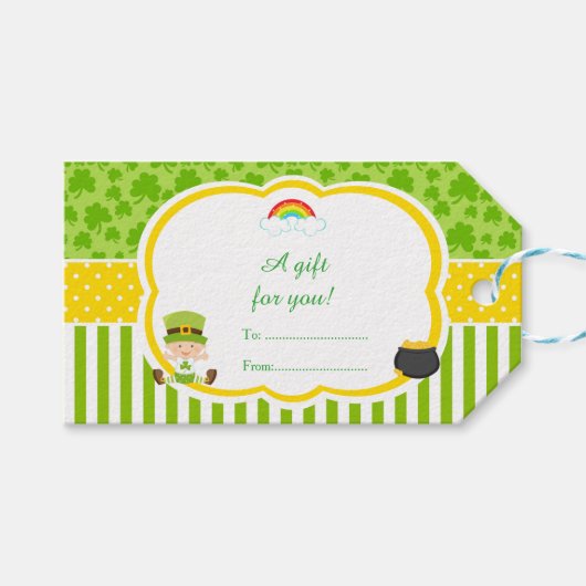 St Patrick's Day Irish Holiday Boy Baby Shower Geschenkanhänger (Vorderseite (Horizontal))