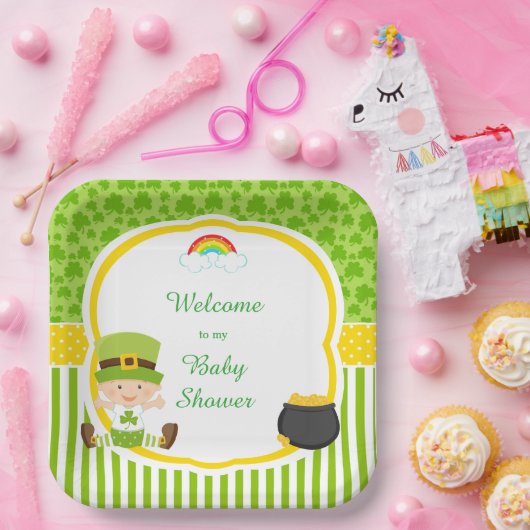 St Patrick's Day Irish Holiday Boy Baby Shower Pappteller (Party)
