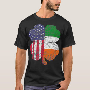 St Patricks Day Irish Ireland American Flag Shamr T-Shirt