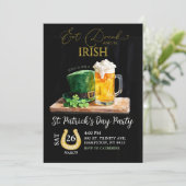 St Patricks Day Irish Kleeblatt Beer Holiday Party Einladung (Stehend Vorderseite)